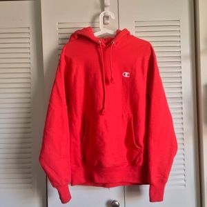 RED CHAMPION REVERSE WEAVE HOODIE